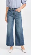Re/done High Rise Wide Leg Crop Jeans In Crafted Indigo In Multi