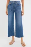 Re/done High Rise Wide Leg Cropped Jeans In Mid 70s In Blue