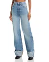 Re/done High Rise Wide Leg Cuffed Jeans In Vintage Biker Blue
