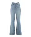 Re/done High Waist Flared Leg Denim Trousers In Blue