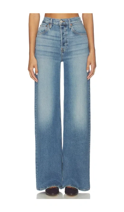 Re/done High Rise Wide Leg Jeans In Blue