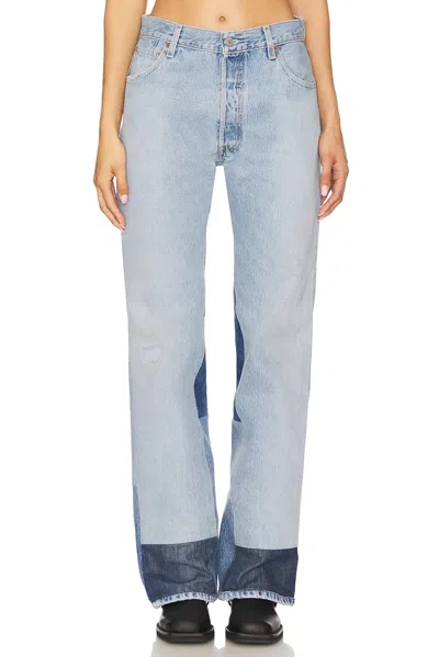 Re/done High Rise Wide Leg Jeans In Blue