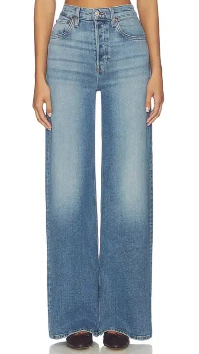 Re/done High Rise Wide Leg Jeans In Shadow In Blue