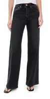 Re/done High Rise Wide Leg Jeans Washed Noir In Black