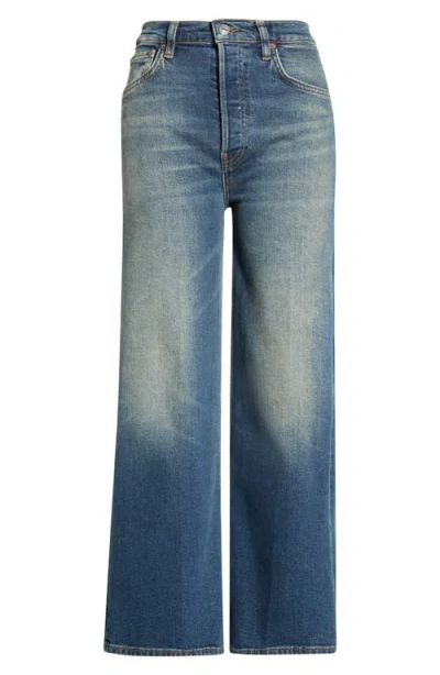 Re/done High Waist Crop Wide Leg Jeans In Blue