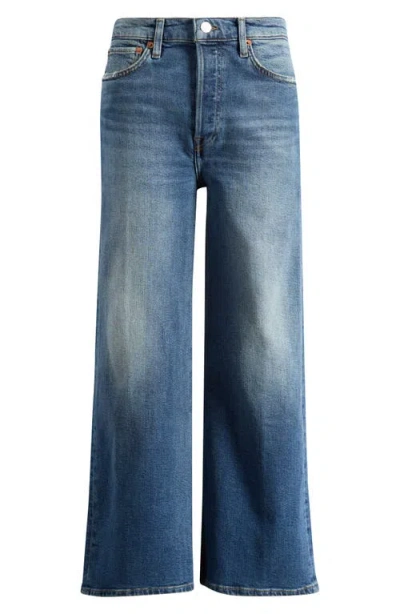Re/done High Waist Crop Wide Leg Jeans In Blue