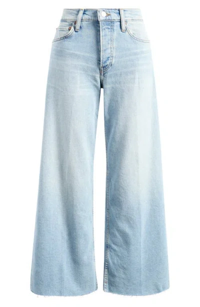 Re/done High Waist Raw Hem Wide Leg Crop Jeans In Undertow