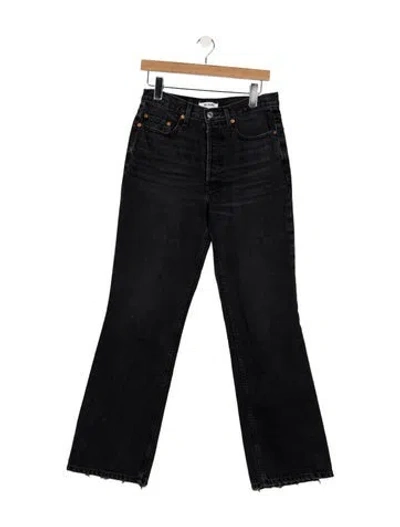 Pre-owned Re/done High-rise Flared Jeans In Black