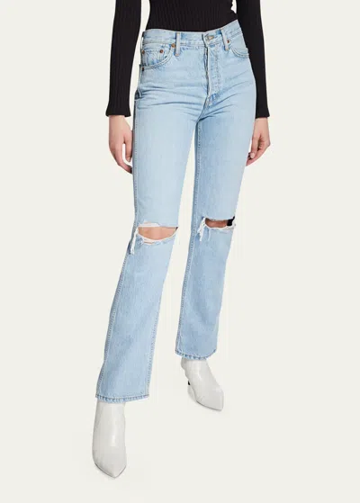 Re/done High-rise Loose Rigid Straight-leg Jeans In Blue