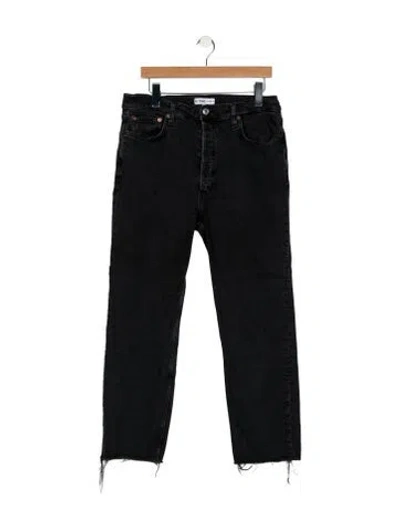 Pre-owned Re/done High-rise Straight Leg Jeans In Black