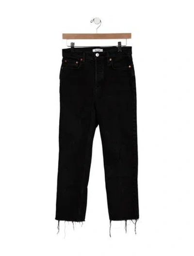 Pre-owned Re/done High-rise Straight Leg Jeans In Black