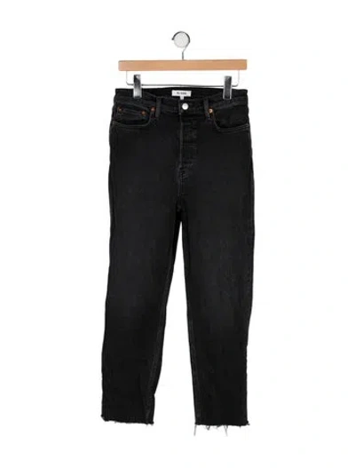Pre-owned Re/done High-rise Straight Leg Jeans In Black