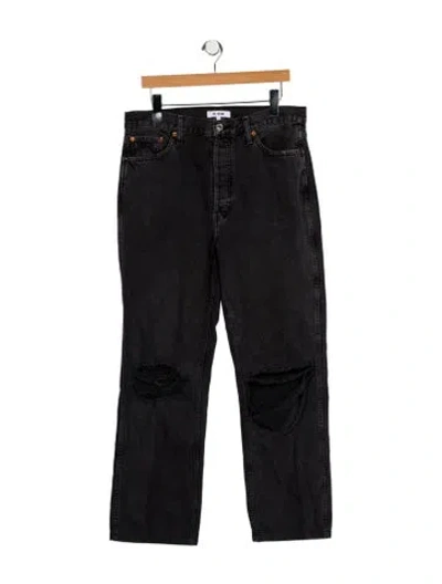 Pre-owned Re/done High-rise Straight Leg Jeans In Black