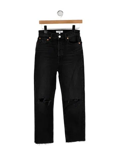 Pre-owned Re/done High-rise Straight Leg Jeans In Black