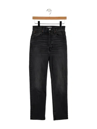 Pre-owned Re/done High-rise Straight Leg Jeans In Black
