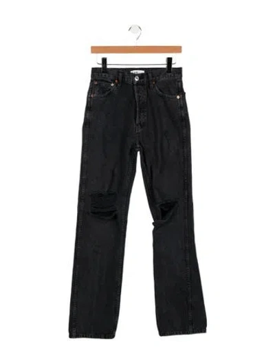 Pre-owned Re/done High-rise Straight Leg Jeans In Black