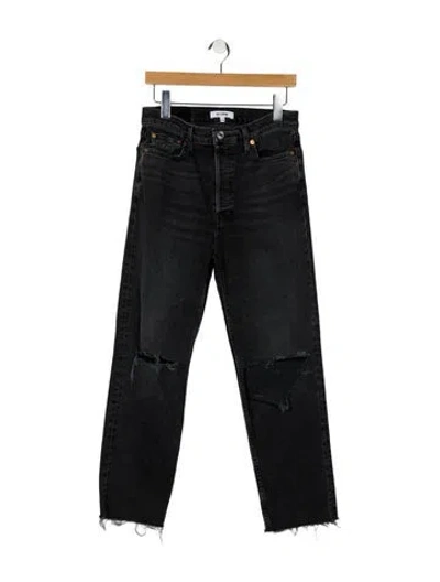 Pre-owned Re/done High-rise Straight Leg Jeans In Black