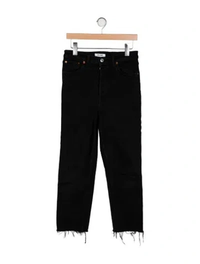 Pre-owned Re/done High-rise Straight Leg Jeans In Black