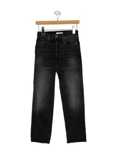 Pre-owned Re/done High-rise Straight Leg Jeans In Black