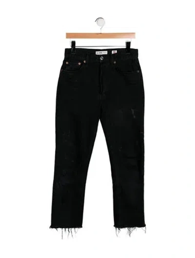 Pre-owned Re/done High-rise Straight Leg Jeans In Black