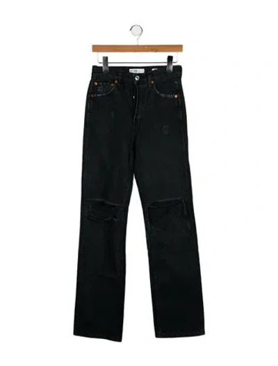 Pre-owned Re/done High-rise Straight Leg Jeans In Black