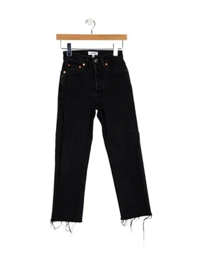 Pre-owned Re/done High-rise Straight Leg Jeans In Black