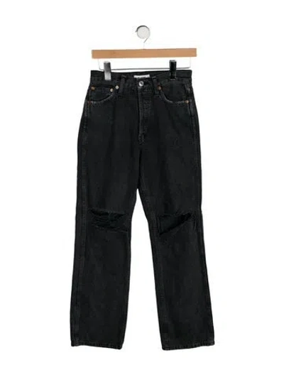 Pre-owned Re/done High-rise Straight Leg Jeans In Black