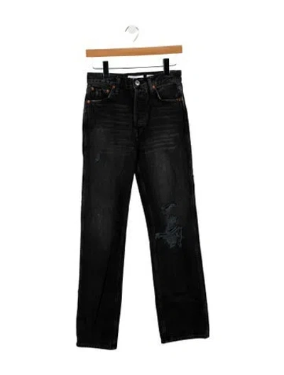 Pre-owned Re/done High-rise Straight Leg Jeans In Black