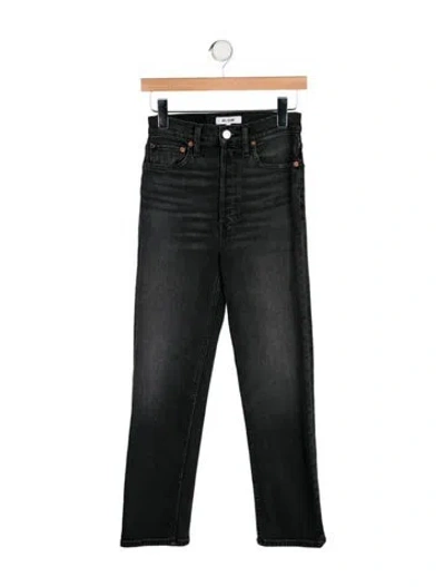Pre-owned Re/done High-rise Straight Leg Jeans In Black