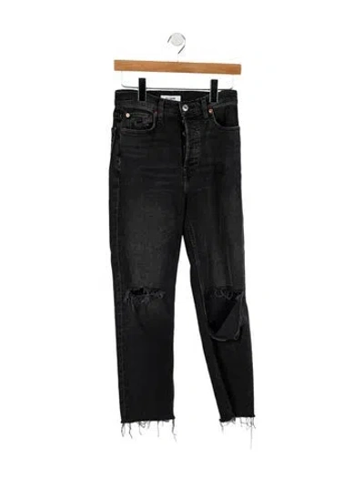 Pre-owned Re/done High-rise Straight Leg Jeans In Black