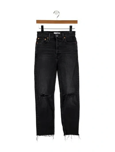 Pre-owned Re/done High-rise Straight Leg Jeans In Black