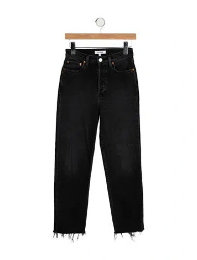 Pre-owned Re/done High-rise Straight Leg Jeans In Black