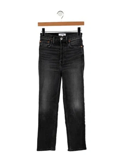 Pre-owned Re/done High-rise Straight Leg Jeans In Black