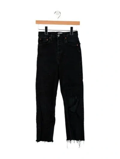 Pre-owned Re/done High-rise Straight Leg Jeans In Black