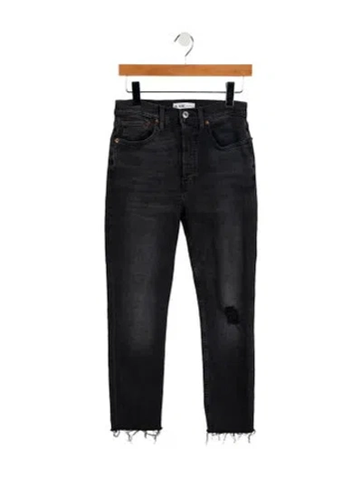 Pre-owned Re/done High-rise Straight Leg Jeans In Black