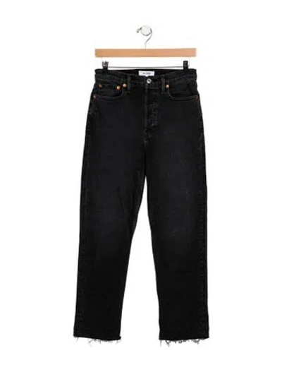 Pre-owned Re/done High-rise Straight Leg Jeans In Black
