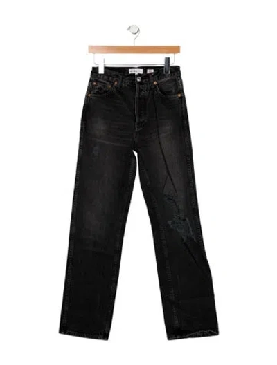 Pre-owned Re/done High-rise Straight Leg Jeans In Black