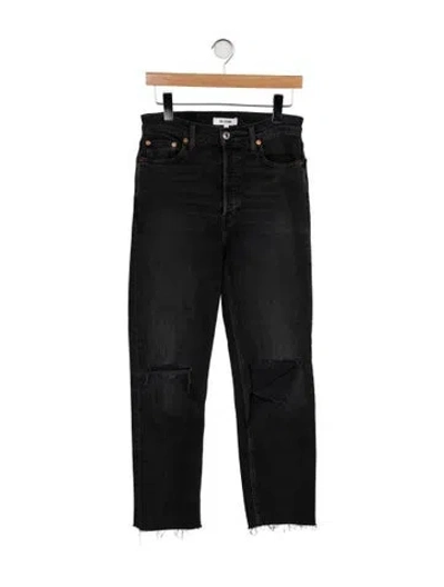 Pre-owned Re/done High-rise Straight Leg Jeans In Black