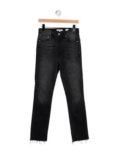 Pre-owned Re/done High-rise Straight Leg Jeans In Black