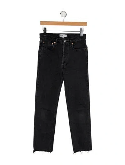 Pre-owned Re/done High-rise Straight Leg Jeans In Black