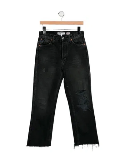 Pre-owned Re/done High-rise Straight Leg Jeans In Black
