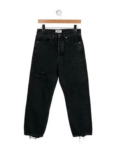 Pre-owned Re/done High-rise Straight Leg Jeans In Black