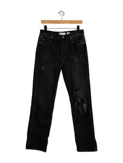 Pre-owned Re/done High-rise Straight Leg Jeans In Black