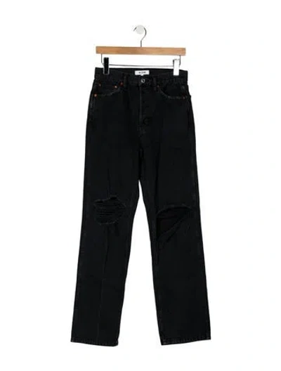 Pre-owned Re/done High-rise Straight Leg Jeans In Black