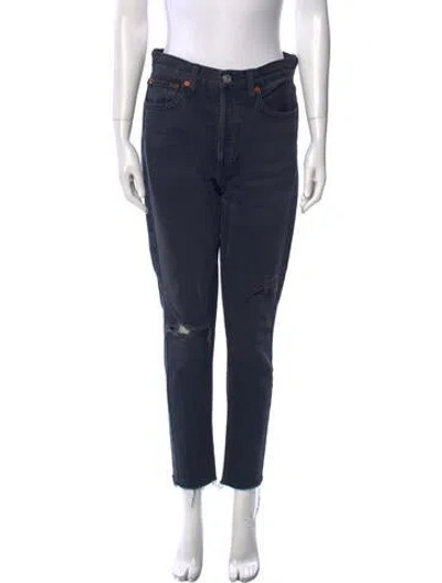 Pre-owned Re/done High-rise Straight Leg Jeans In Black
