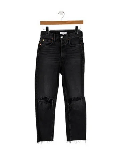 Pre-owned Re/done High-rise Straight Leg Jeans In Black