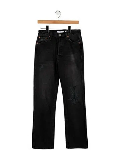 Pre-owned Re/done High-rise Straight Leg Jeans In Black
