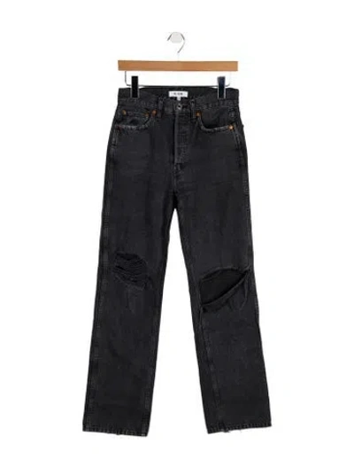 Pre-owned Re/done High-rise Straight Leg Jeans In Black