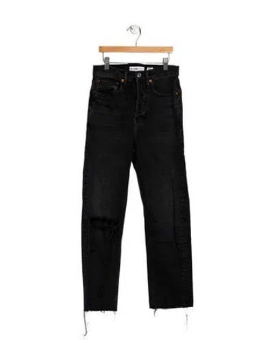 Pre-owned Re/done High-rise Straight Leg Jeans In Black