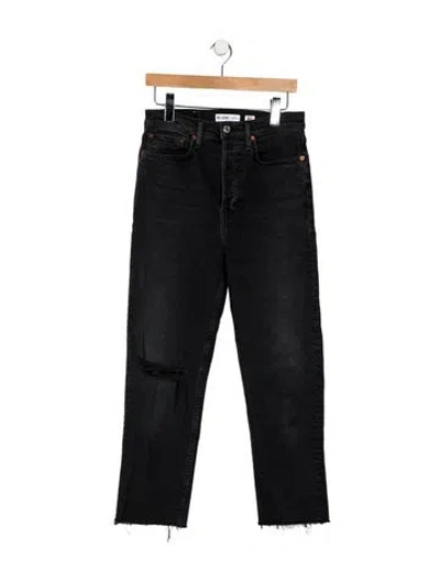 Pre-owned Re/done High-rise Straight Leg Jeans In Black